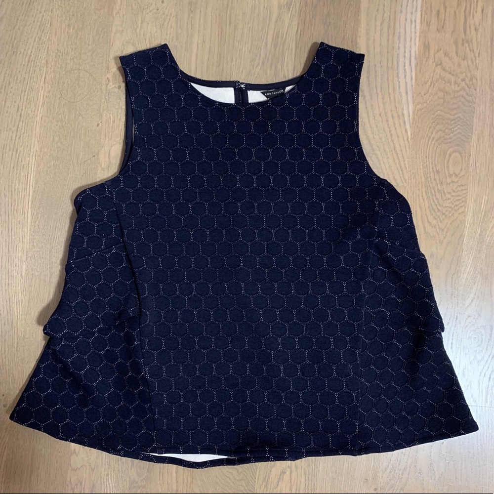 Navy Top with ruffles in back